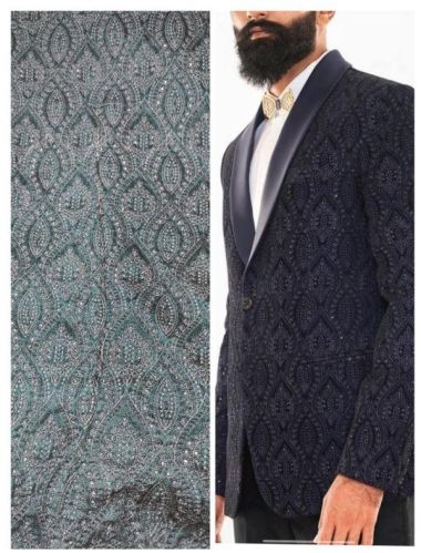 Embroidered Velvet Fabric For Blazer, Packaging Type : Poly Bag