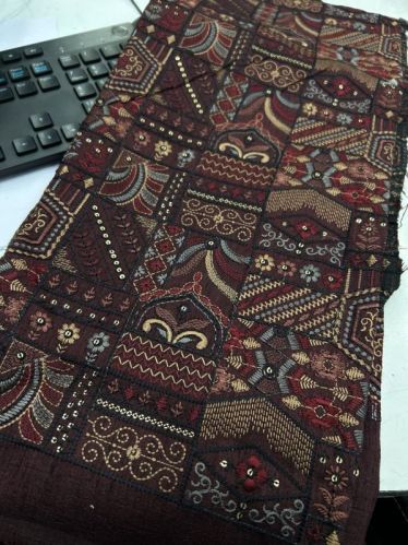 Multicolor Embroidered Silk Waistcoat Fabric, Packaging Type : Poly Bag