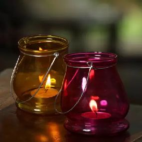 Glass Lantern Candle Holder, Color : Multicolor