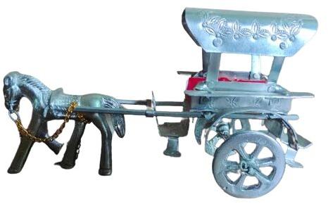 Decorative Aluminium Horse Cart Sculpture, For Home, Gifting, Style : Antique