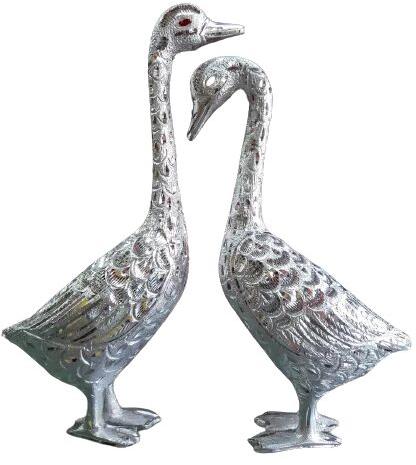 Silver Polished Designer Aluminium Bird Showpiece