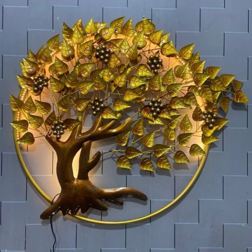 Golden Iron Tree Shape Wall Decor, For Banquet, Home, Hotels, Feature : Attractive Look, High Quality