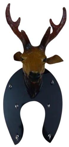 Brown Handmade Leather Dear Horn Showpiece, For Home Decor, Style : Antique