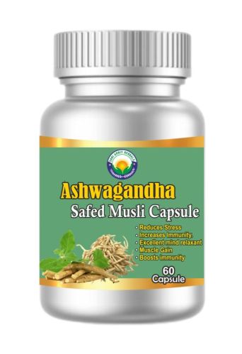 Ashwagandha Safed Musli Capsule, For Medicine Use, Variety : Herbal