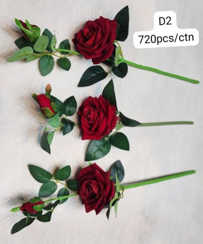 Artificial D2 Rose Stick Bunch, For Pooja, Temples, Decoration, Color : Red, Green