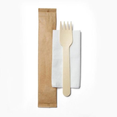 Beige Wrapped Disposable Knife With Napkin, For Hotel, Cafe, Resturant, Size : 160mm/140mm