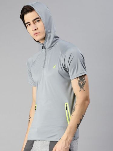 Slim Fit Mens Half Sleeve Sports Hoodies, Technics : Machine Wash