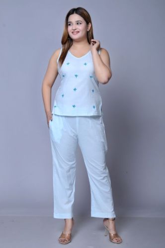 Dori Plain Women Cotton Co-ord Set, Color : Blue