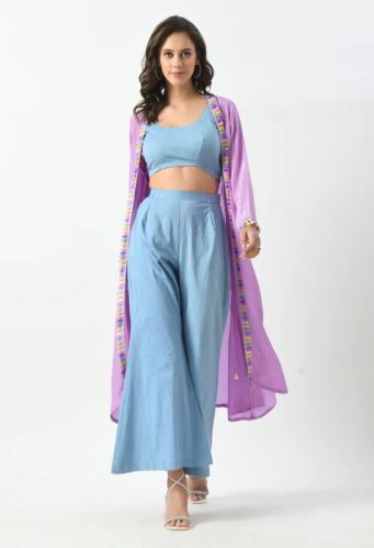 Blue Bliss With Purple Shrug Co-Ord Set