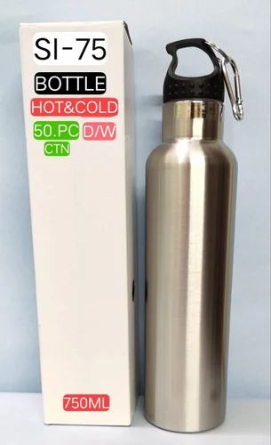 Silver Round 750 Ml Stainless Steel Water Bottle