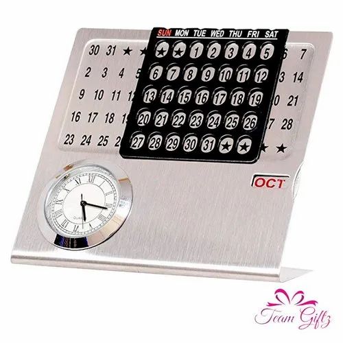 Silver Printed Metal Table Calendar, Size : Multisizes