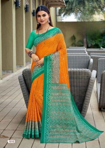 Printed Cotton Sarees, Occasion : Casual Wear