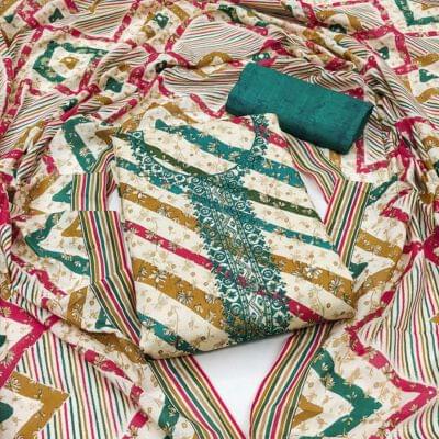 Printed Cotton Ladies Unstitched Suit, Technics : Machine Made