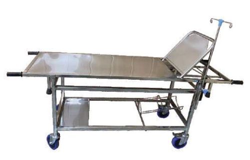 Grey Stainless Steel Deluxe Stretcher Trolley, For Hospital, Loading Capacity : 50-100Kg