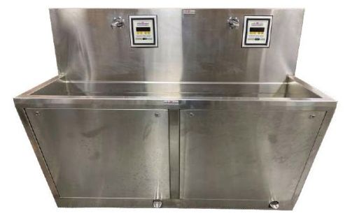 Grey Scrub Sink Station With Sensor, For Hospital, Shape : Rectangle