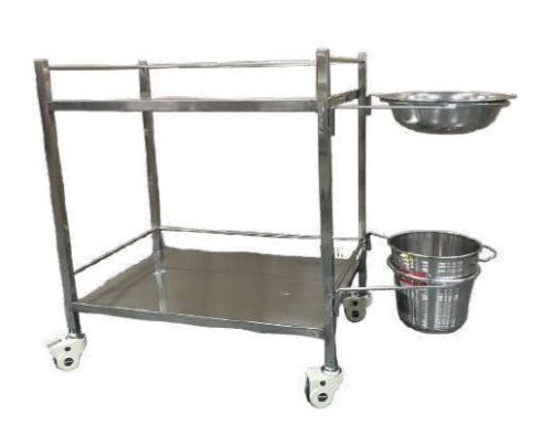 Gray Rectangular Polished Stainless Steel Instrument Trolley, For Hospital, Size : Standard