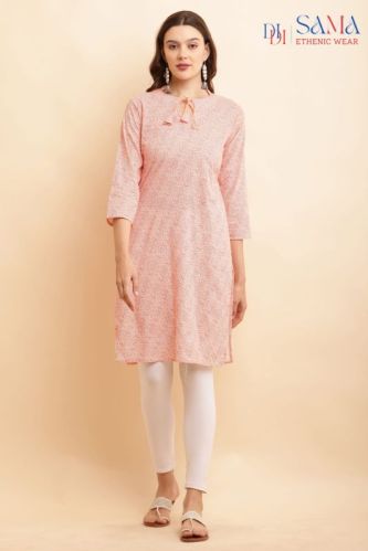 DiDi SAMA Print Cotton Kurti, Color : Pink