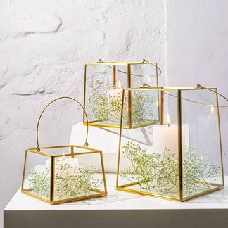 Glorious Glass Lanterns Set Of 3 Pcs