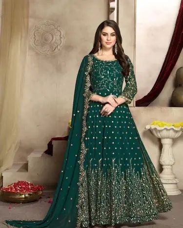 Ladies Embroidery Party Wear Gown, Size : All Sizes