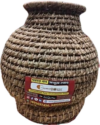 Brown Round Medium Pine Needles Flower Pot, For Interior Decor, Feature : Handcrafted