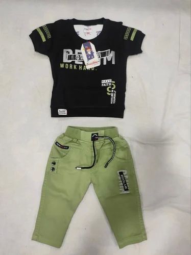 Green Short Sleeve Boys Kids T-Shirt and Pant Set