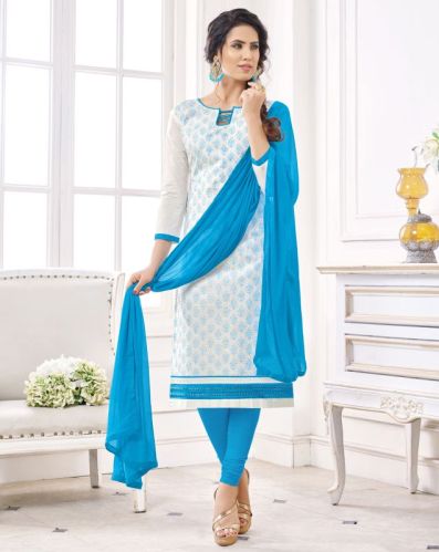 Cotton Churidar Light Blue Salwar Suit, Occasion : Casual Wear