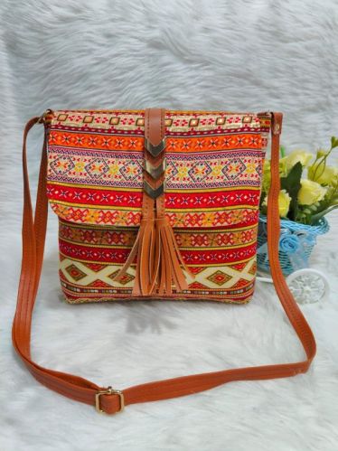 Printed Cotton Multicolor Sling Bag