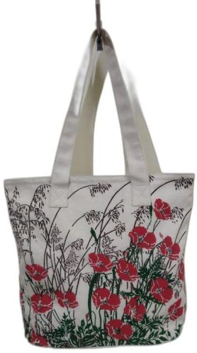 Multicolor Cotton Printed Canvas Tote Bag, For Shopping