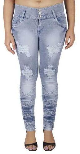 Ladies Ripped Slim Fit Jeans, Feature : Comfortable, Impeccable Finish