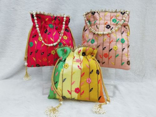 Silk Designer Potli Bag, Color : Multicolor