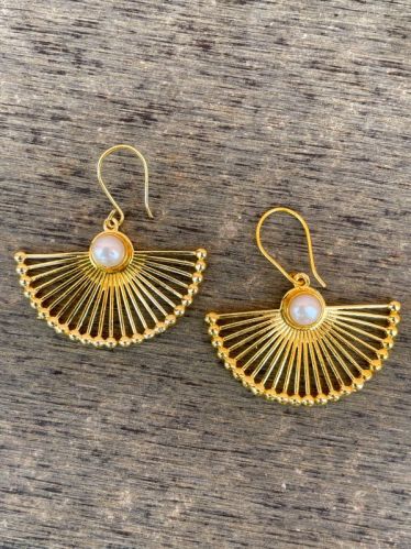 Golden Polished Artificial Brass Earrings, Packaging Type : Plastic Box