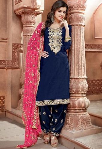 Silk Embroidered Salwar Suits, Gender : Female