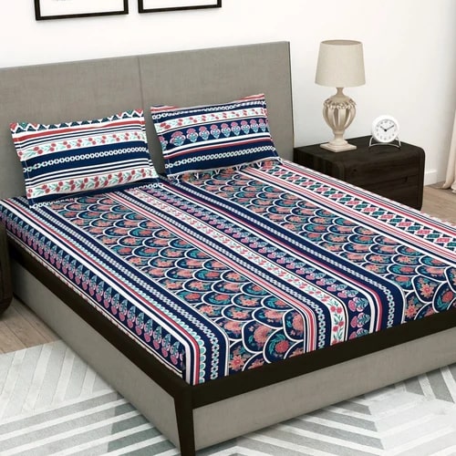Multicolor King Size Home Bed Sheets, Technics : Machine Made