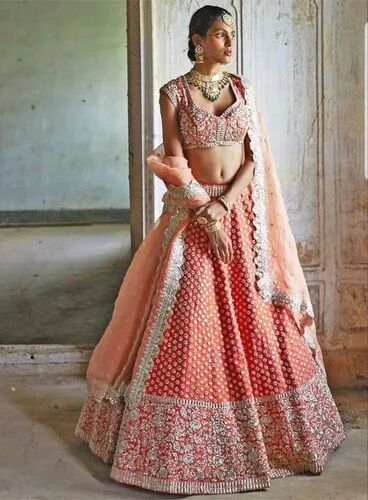 Georgette Embroidered Lehenga, Size : XL
