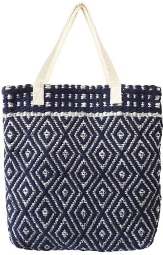 SEI-B-1565 Blue Chindi Hand Woven Bag, Color : Navy / Silver