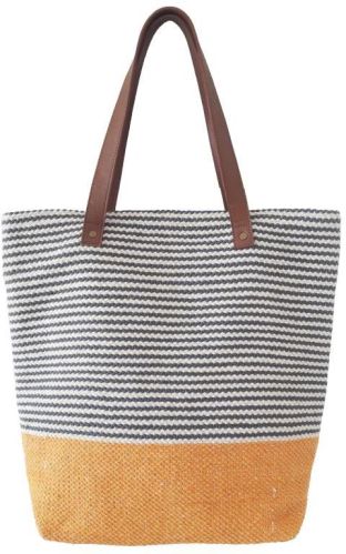 SEI-B-1574 Grey & Yellow Hand Woven Bag