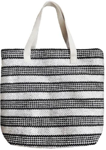 SEI-B-1581 Black & Silver Hand Woven Bag