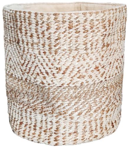 SEI-B-2375 White & Brown Hand Woven Basket