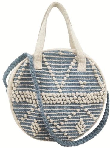 SEI-B-2550 Blue & White PET Hand Woven Bag