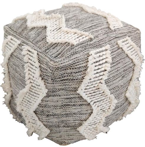 40 X 40 X 40 SEI-PO-1382 Grey & White Handmade Pouf