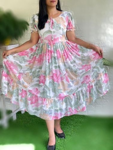 Yellow Georgette Designer Dress, Age Group : Girls