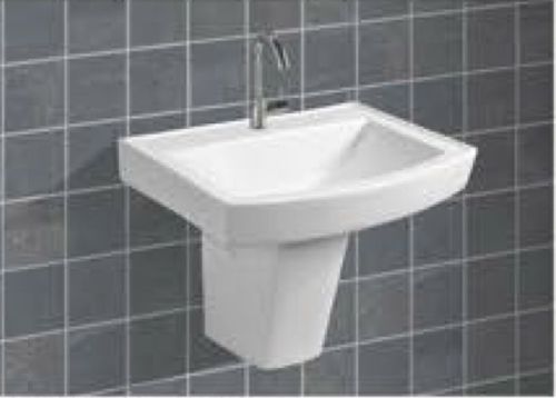 White Ceramic Half Pedestal Wash Basin Set