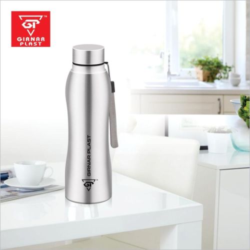 Girnar Plast Plain Stainless Steel Water Bottle, Shape : Round