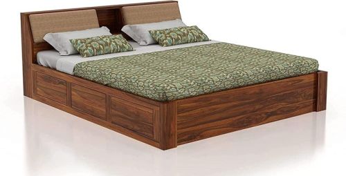 Dark Brown Rectangular Queen Size Bed With Storage Box, For Hotel, Home, Storage Capacity : 50-100 Kg