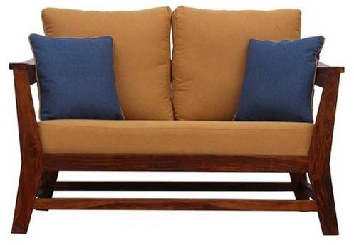Brown Rectangular Wooden Two Seater Sofa, For Home, Hotel, Office, Folding Style : Non Foldable