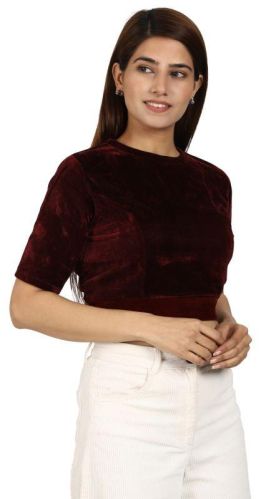 Plain Velvet Casual Blouse, Gender : Female