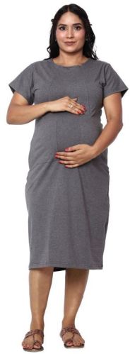 Plain Cotton Lycra Maternity Dress, Technics : Machine Made