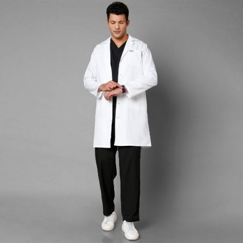Full Sleeves Plain Cotton Medical Lab Coat, For Laboratory, Size : All Sizes
