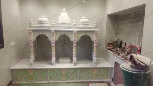 Curved Multicolor Marble Temple, For Home, Offices