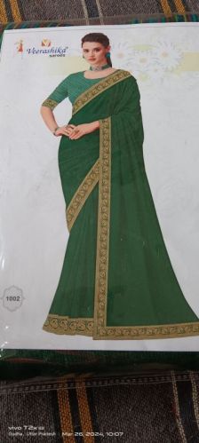 Plain Veerashika Sarees, Work : Patch Border Work